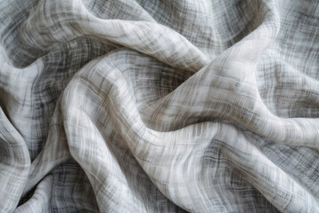 Poster - Close-up view of a crumpled linen fabric showing its natural texture and pattern