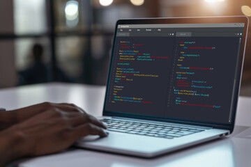 Wall Mural - software development programming on computer screen for brisk application and program coding