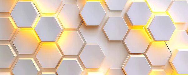 Poster - Abstract hexagonal geometric background with illumination