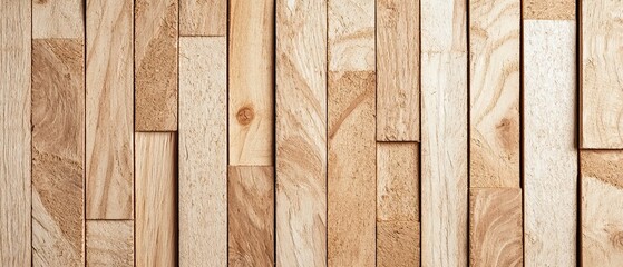 Wall Mural - A close-up view of light-colored wooden planks arranged in a seamless pattern, showcasing natural grain and texture.