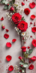 Wall Mural - Concept photo of red roses with space for text