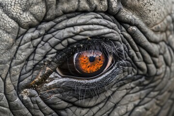 Poster - Close-up of an elephants eye showcasing intricate details and rich colors in a natural habitat during daytime