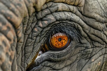 Poster - Close-up of an elephants eye showcasing intricate details and rich colors in a natural habitat during daytime