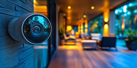Poster - advanced home security camera monitoring system for modern outdoor living spaces