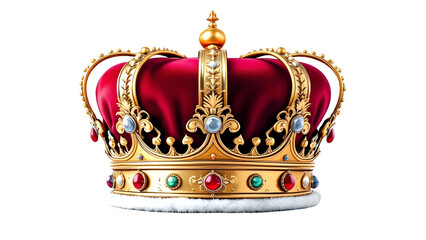 Golden royal king crown on transparent background. Crown cut out, Png