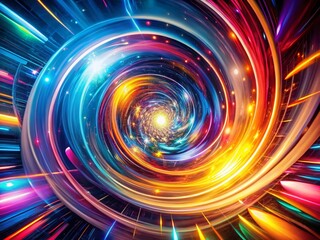 Poster - Panoramic Abstract Light Patterns: Vibrant Swirls of Color and Energy