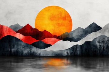 Poster - stunning graphic layout showcasing mountains and sunset colors for promotional flyer design