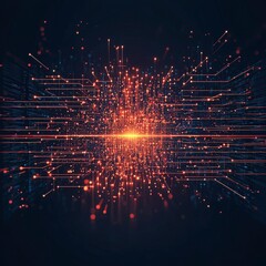 Poster - abstract digital background with glowing lines and particles representing data flow and connectivity