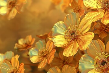 Poster - Golden flowers blooming, creating a luxurious and elegant atmosphere