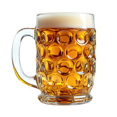 glass beer mug with golden beer isolated on a white or transparent background