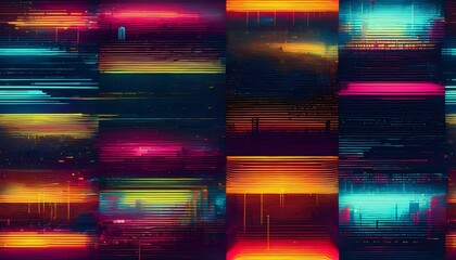 Poster - Colorful glitch art creating an abstract background with vibrant colors and digital distortion