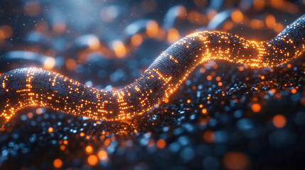 Poster - A glowing digital blockchain link representing futuristic technology and data security