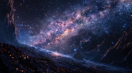 Wall Mural - a beautiful night sky with a large galaxy in the background. the stars are twinkling and the sky is 