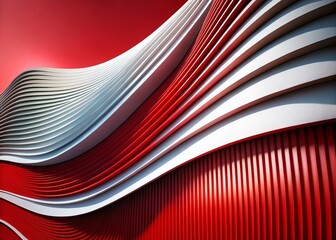 Poster - Red White Business Banner Background Dynamic Curve Paper Cut Shapes Abstract Modern Design