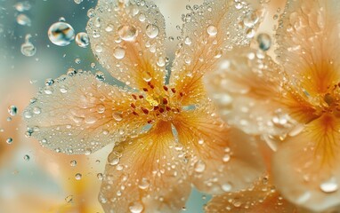 Wall Mural - Wet glass surface covered with water droplets in macro perspective