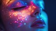 © vefimov - A woman with colorful face paint and glitter on her face. The colors are bright and vibrant, giving the impression of a fun and playful atmosphere