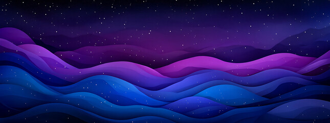 Poster - Starry night sky, Milky Way, dark background, shades of purple and blue