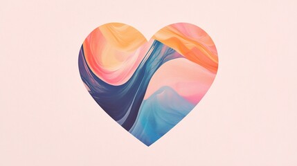 Poster - Heart shaped abstract painting with fluid and dynamic brushstrokes on a light background