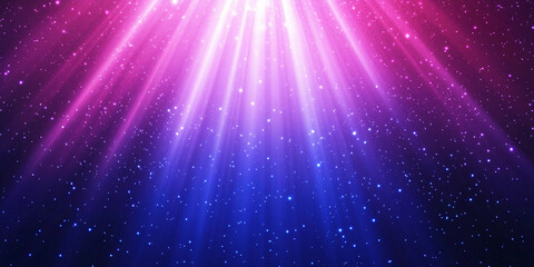 Poster - Shining particles illuminating a vibrant cosmic backdrop in shades of purple and pink during a serene celestial event. Generative AI