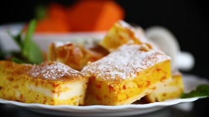 Wall Mural - Homemade Cottage Cheese Casserole with Pumpkin