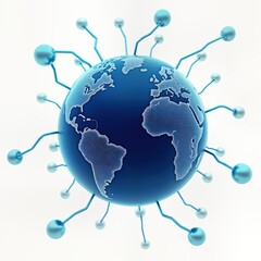 Poster - global digital connections surround detailed globe. tech connects global sphere. world map, data, in