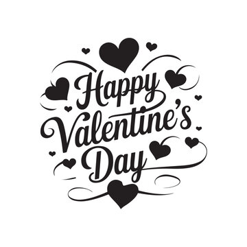 Happy Valentine's Day greeting, romantic Typography Template, vector Design. Valentine's Day sticker, Banner, wallpaper, heart, rose elements background—isolated illustration poster 14 February. 