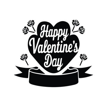 Happy Valentine's Day greeting, romantic Typography Template, vector Design. Valentine's Day sticker, Banner, wallpaper, heart, rose elements background—isolated illustration poster 14 February. 