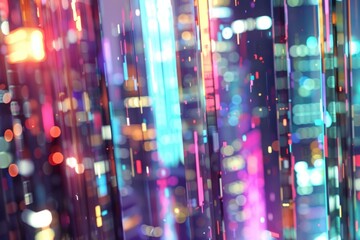 Aufkleber - Colorful vertical lines and bokeh lights are creating a futuristic abstract background