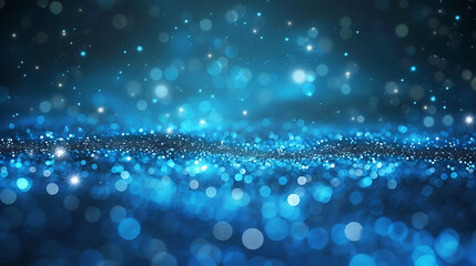 Poster - Starry sky background, blue night sky full of stars, glowing stars in the dark space, starry background, dark night, stars in the distance, starlight, dark background with a blue glow, night sky.