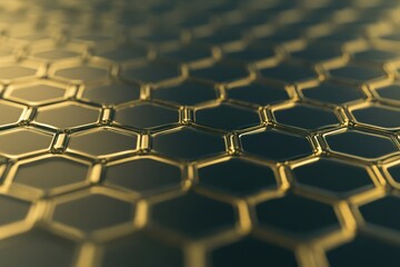 Poster - Hexagonal pattern in gold showcasing modern design and technology principles