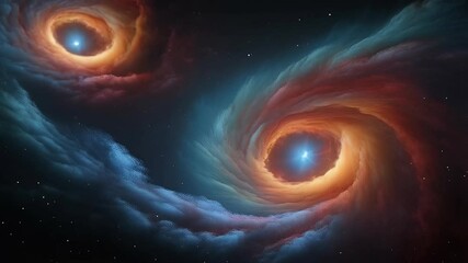 Mysterious cosmic dance of two swirling galaxies in deep space
