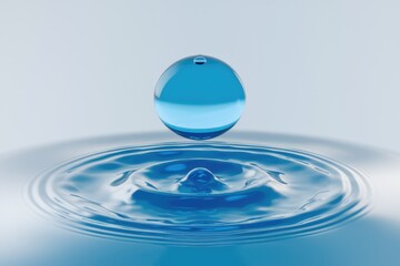Poster - A perfect sphere of water falling into still water, creating concentric ripples.