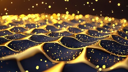 Wall Mural - 3d visualization of a gold and blue textured surface with smooth gradients and reflections