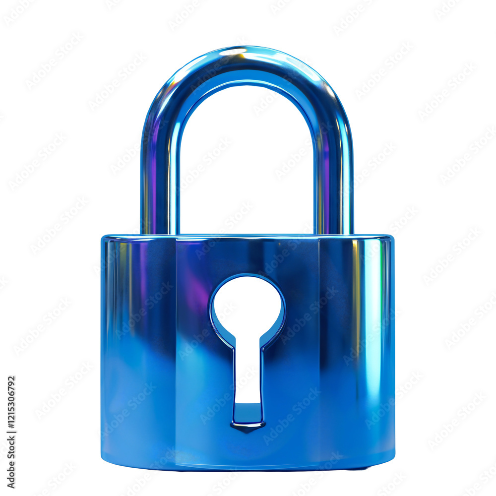 Modern Metallic Blue Lock with Shiny Finish, Symbolizing Security and ...