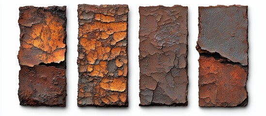 Wall Mural - Rusted metal plates, studio shot, white background, design element