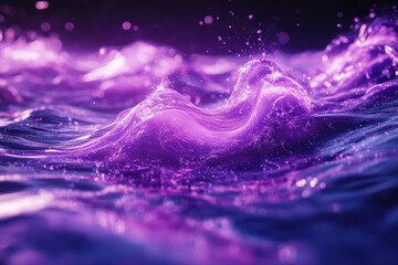 Poster - Vibrant purple waves crash and sparkle, creating a mesmerizing, ethereal underwater scene.