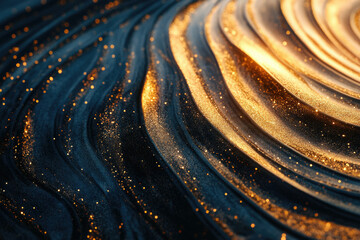 Aufkleber - Abstract image of swirling, glittering dark and gold texture, evoking luxury and elegance.