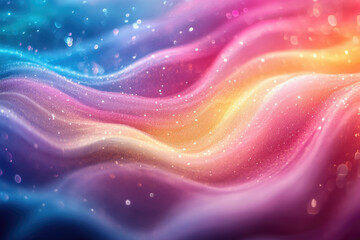Poster - Abstract colorful waves with glitter and bokeh effect, vibrant and dreamy.