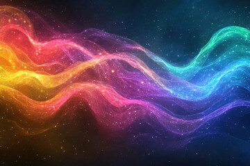 Poster - Abstract cosmic waves of vibrant colors and glittering stardust.