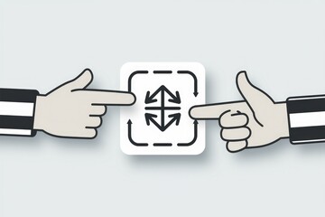 Poster - Two hands pointing at a central hub with arrows indicating multidirectional connections.