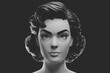 © Vibudhaart - A monochrome 3D rendering of a woman with vintage-style hair, showcasing her elegant and poised features.
