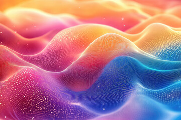 Aufkleber - Abstract colorful wavy background with glowing particles and vibrant hues.