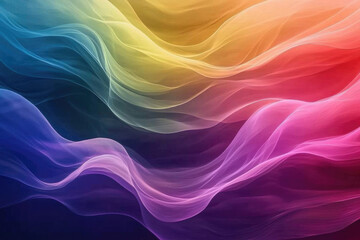 Poster - Abstract rainbow-colored flowing fabric waves, smooth gradient transitions, vibrant hues.