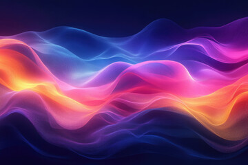Aufkleber - Abstract vibrant waves of pink, blue, and orange colors flowing smoothly. Digital art, 3D render.