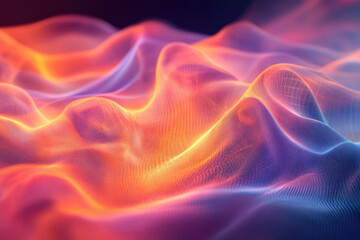 Poster - Abstract digital landscape with flowing, vibrant orange and purple hues, creating a mesmerizing visual effect.