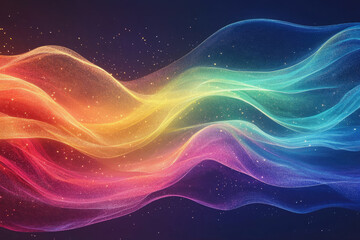Poster - Abstract colorful waves with glittering particles, a vibrant and dynamic visual.