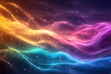 Wall Mural - abstract colorful waves of glowing particles, resembling a cosmic nebula or energy field.