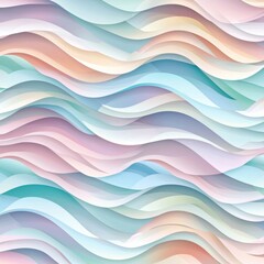 Poster - Seamless pattern of abstract waves in soft pastels for spa or wellness themes digital art tranquil environment aesthetic view calming concept