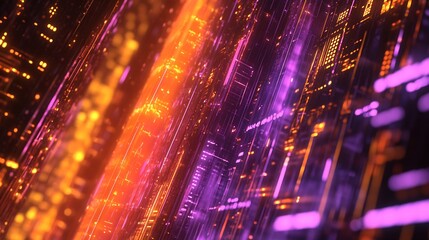 Leinwandbilder - Vibrant Abstract Neon Digital Lights Streaming in a Kaleidoscope of Colors and Patterns : Generative AI