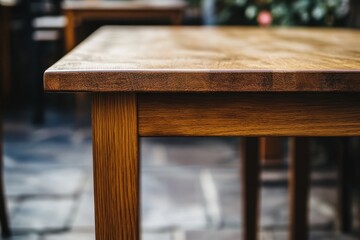 Wall Mural - legs and edge of the table top of a beautiful table made of natural wood 